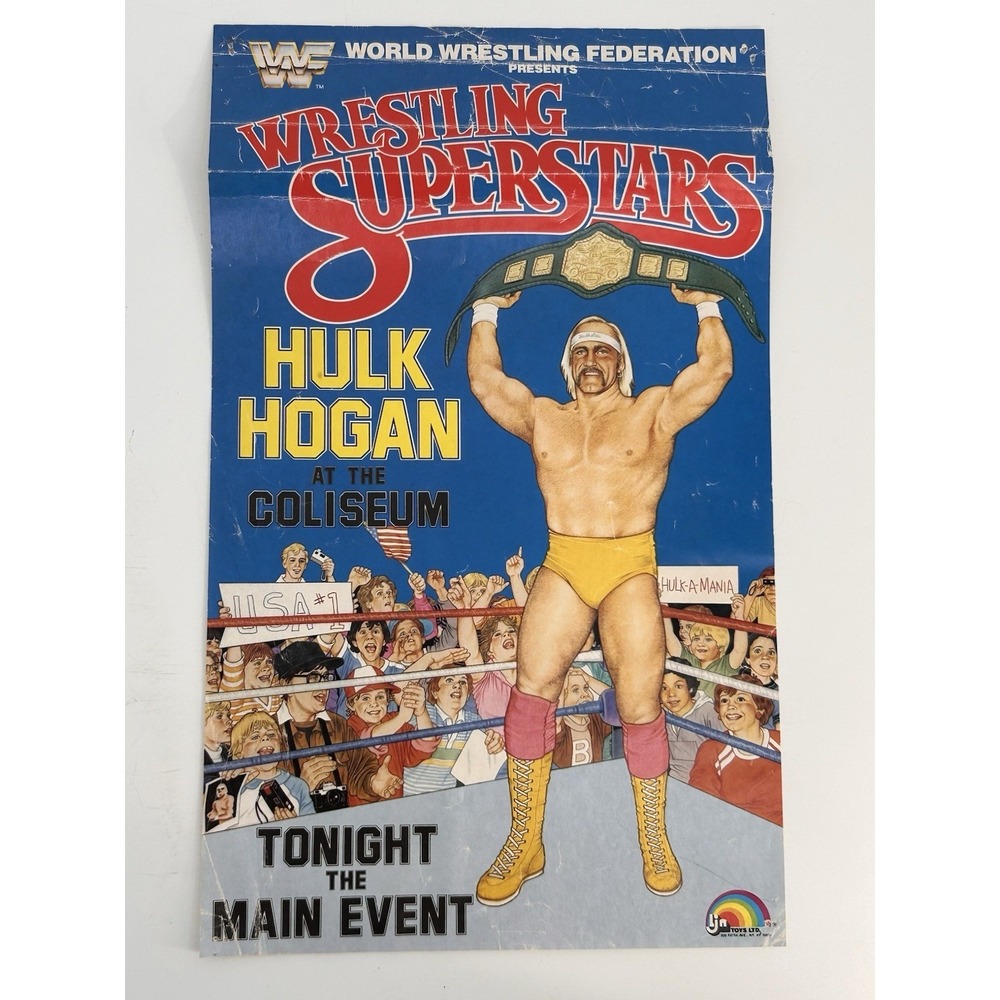 Vintage 1985 LJN Wrestling Superstars Hulk Hogan WWF WWE Toy Poster
